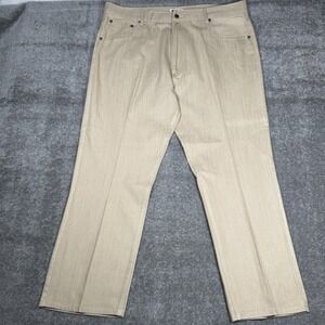 Members Property Jeans‎ Men's 44x32 Beige Straight Leg Baggy Streetwear *Flaw*